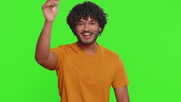 Magician wizard handsome man gesturing with magic wand making wish come true, casting magician spell video