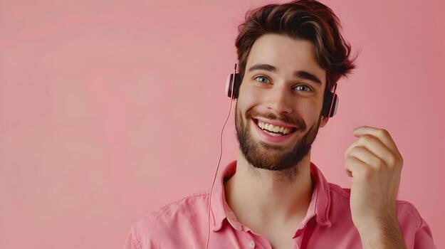 Joyful Customer Service Professional Excelling in a Colorful Work Environment photo