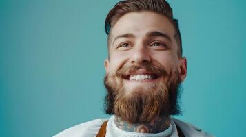 Joyful Barber Excelling in His Craft A Vivid Portrayal of a Thriving Professional photo