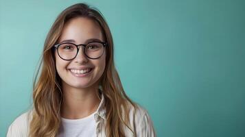Happy Young School Counselor Working at Desk with Colorful Background Professional Guidance and Support photo