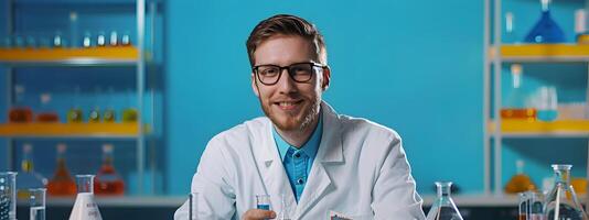 Joyous Molecular Scientist Excels in Vibrant Lab Environment photo