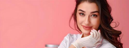 Joyful Manicurist Excels in Her Craft Portrait of a Dedicated Professional photo