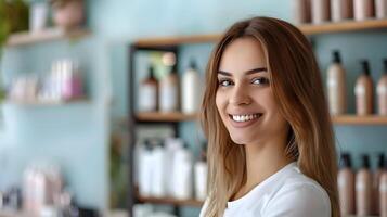 Thriving Salon Manager Exudes Joy while Crafting Vibrant Hair Colors photo