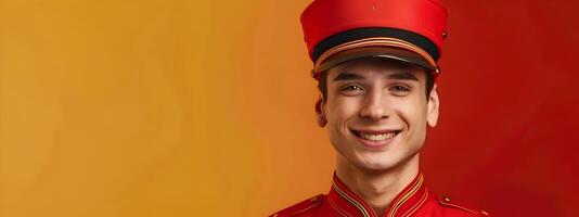 Jubilant Bellhop Excelling in Hospitality Service with Dedication and a Genuine Smile photo