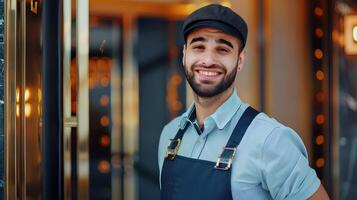 Morning Hospitality A Young Professionals Unwavering Commitment as a Hotel Front Door Greeter photo