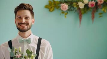 Joyful Young Wedding Coordinator Thriving in a Colorful World of Successful Event Planning photo