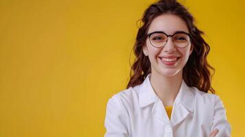 Joyful Young Therapist Engaged in Empathetic Counseling Session with Client on Colorful Background photo