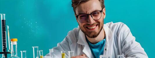 Passionate Young Chemist Excels in Vibrant Laboratory Environment photo