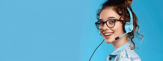 Joyful Young Telephone Operator Excels in Modern Communication photo