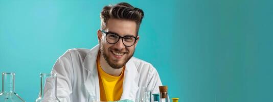 Passionate Conservation Scientist Examining Species Samples in Vibrant Lab photo
