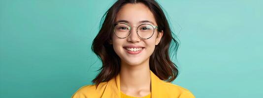 Joyful Young Mental Health Counselor Working on Colorful Background Professional Therapy and Support photo
