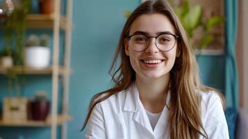 Joyful Mental Health Counselor Engrossed in Uplifting Consultation Session photo