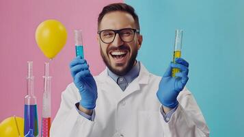 Joyous Molecular Scientist Excels in Her Colorful Research Lab photo