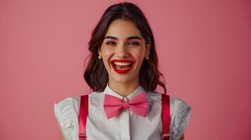 Jubilant Casino Host Excels in Colorful Gambling Industry Portrait photo