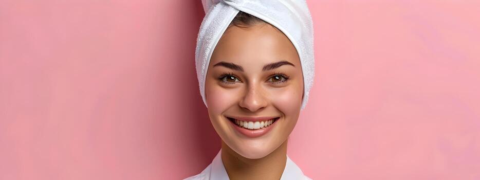 Joyful Young Esthetician Excelling in Skincare Profession with Vibrant Color Background photo