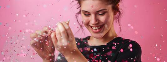 Joyful Manicurist Excels in Colorful Nail Art Creations Professional Beauty Service photo