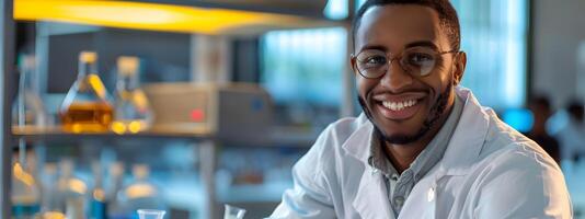 Young Atmospheric Scientists Joyful in a Vibrant Research Lab photo