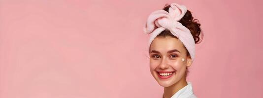 Young Hair Stylist Expertly Working on Vibrant Color Background Demonstrating Professional Skills and Joy photo