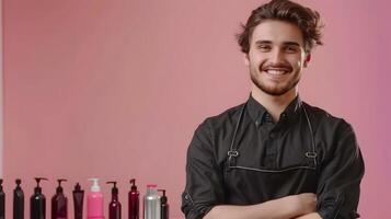 Vibrant Hair Stylist Expertise Young Professionals Joy in Creating Colorful Styles photo