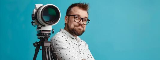 Young Astronomers Happy Journey Exploring the Cosmos Through a Portrait photo