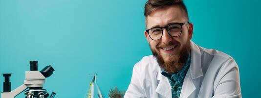 Young Biologist in Lab Expressing Joy and Promise in Science Education photo