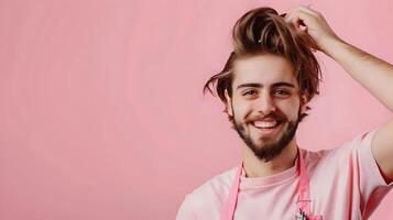 Vibrant Hairstylist Excelling in Her Craft A Colorful Career Portrait photo