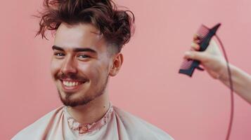 Vibrant Vocation Joyful Hair Stylist Excelling in Colorful Salon World photo