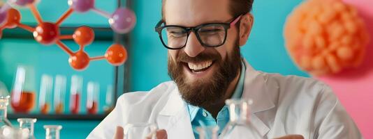 Young Molecular Scientist Exuding Joy in the Lab A Beacon of Scientific Innovation and Progress photo