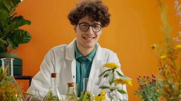 Young Biologists Joyful Journey A Portrait of Passion and Scientific Discovery photo