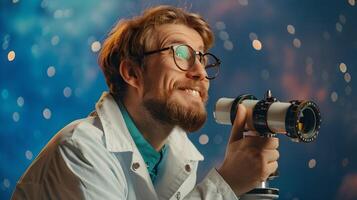 Young Astronomers Passionate Pursuit A Photo Portrait of a Happy Professional Studying the Cosmos