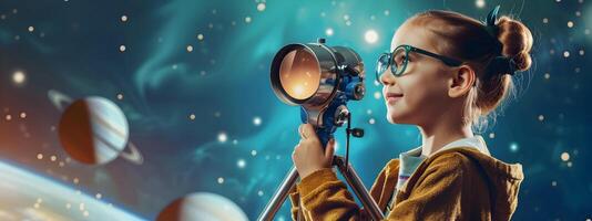 Young Astronomers Joyous Adventure Discovering the Cosmos Through a Telescope photo