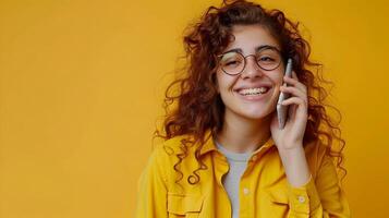 Young Interpreters Joyful Phone Call A Portrait of Professional Dedication and Efficient Communication photo