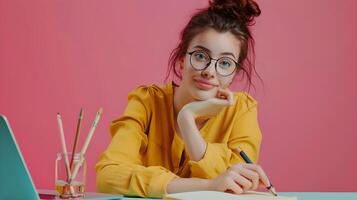 A Moment of Triumph Young Proposal Writers Colorful Workspace photo