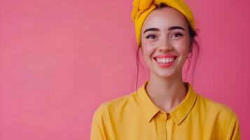Happy Content Strategist Excelling in Colorful Workspace photo