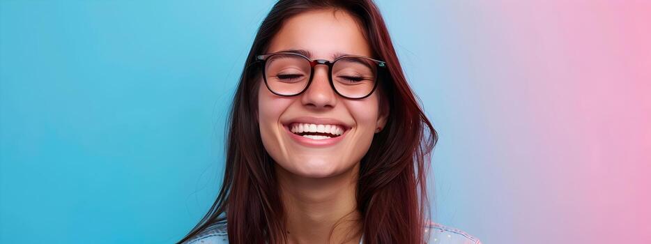 Happy Content Strategist Excelling in Job with Creative Strategy on Colorful Background photo