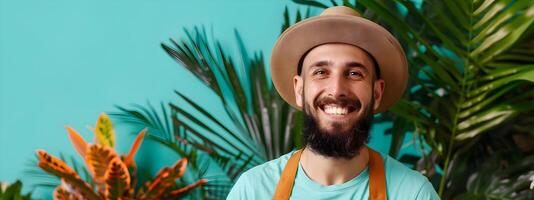 Happy Young Landscaping Assistant A Rewarding Career in Nurturing Nature photo