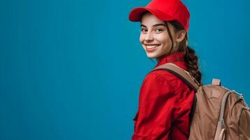 Joyful Mail Carrier Expressing Happiness in Modern Delivery Work photo