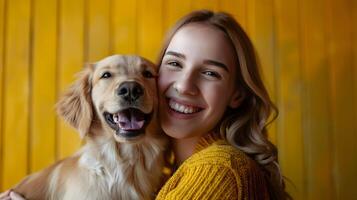 Joyful Young Animal Shelter Board Member Working Diligently on Vibrant Background photo