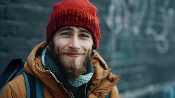 Hope and Joy in Humanitarian Service A Content Young Worker at a Homeless Shelter photo