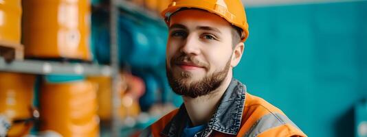 Joyful Warehouse Worker Excelling in Modern Fulfillment Career photo
