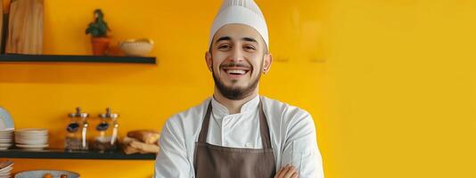 Joyful Young Chef Crafting Delicious Cuisine A Culinary Portrait photo