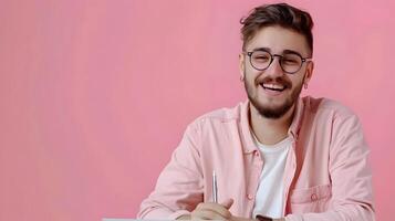 Joyful Young Technical Writer Excelling in Digital Content Creation photo