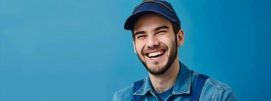 Joyful Young Locksmith Demonstrates Expertise in Photo Portrait