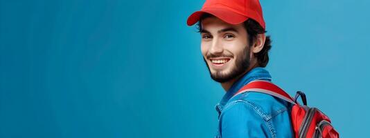 Joyful Young Mail Carrier A Portrait of Service and Delivery Excellence photo