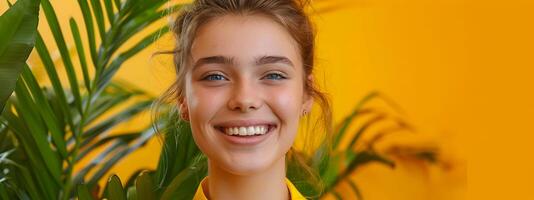 Joyful Young Conservation Volunteer Making a Difference in Forest photo