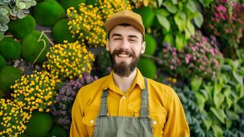 Joyful Young Landscaping Assistant Mastering Vocation through Outdoor Work photo