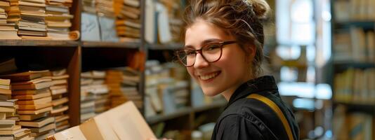 Joyous Young Archivist Excels in Organizing Vibrant Records at the Workplace photo