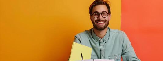 Vibrant Portrait of a Successful Young Grant Writer in Action photo