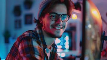 Game Writers Vibrant Office A Portrait of Joyful Creativity and Productivity photo