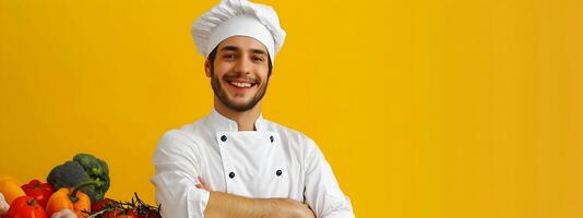 Joyous Food Kitchen Worker Pursuing Culinary Passion in Professional Setting photo